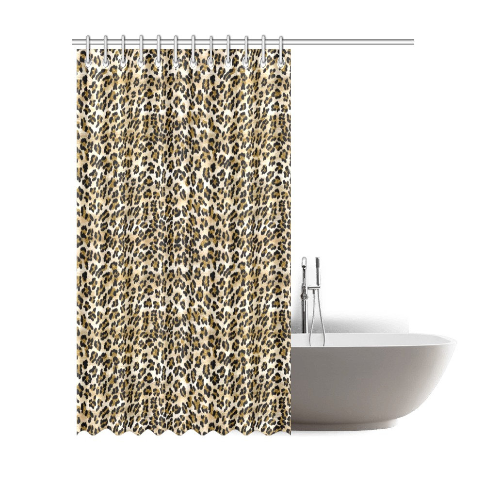 Furry Jaguar Print Shower Curtain - Leopard Print for Bathroom Decor