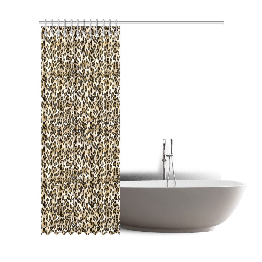 Furry Jaguar Print Shower Curtain - Leopard Print for Bathroom Decor