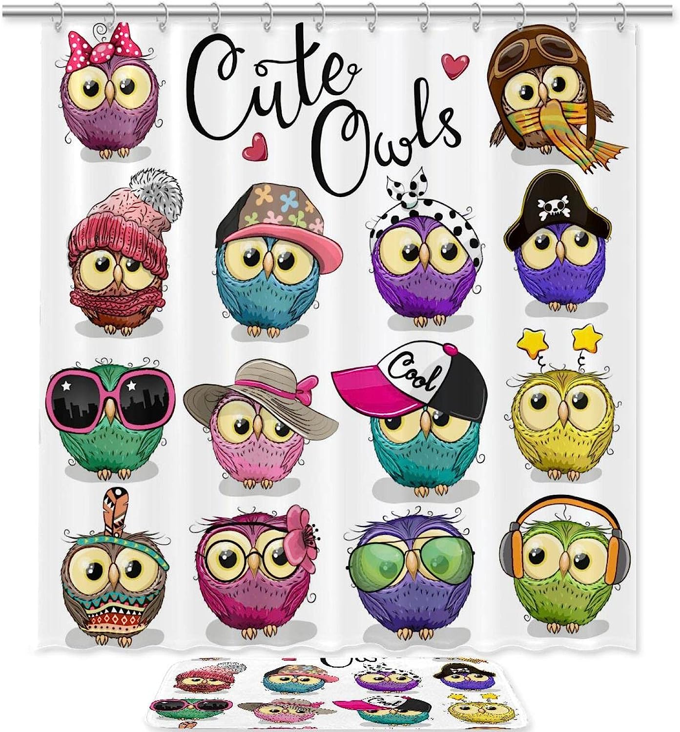 Furry Owl Team Waterproof Shower Curtain For Bathroom