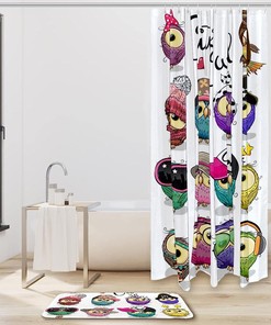 Furry Owl Team Waterproof Shower Curtain For Bathroom