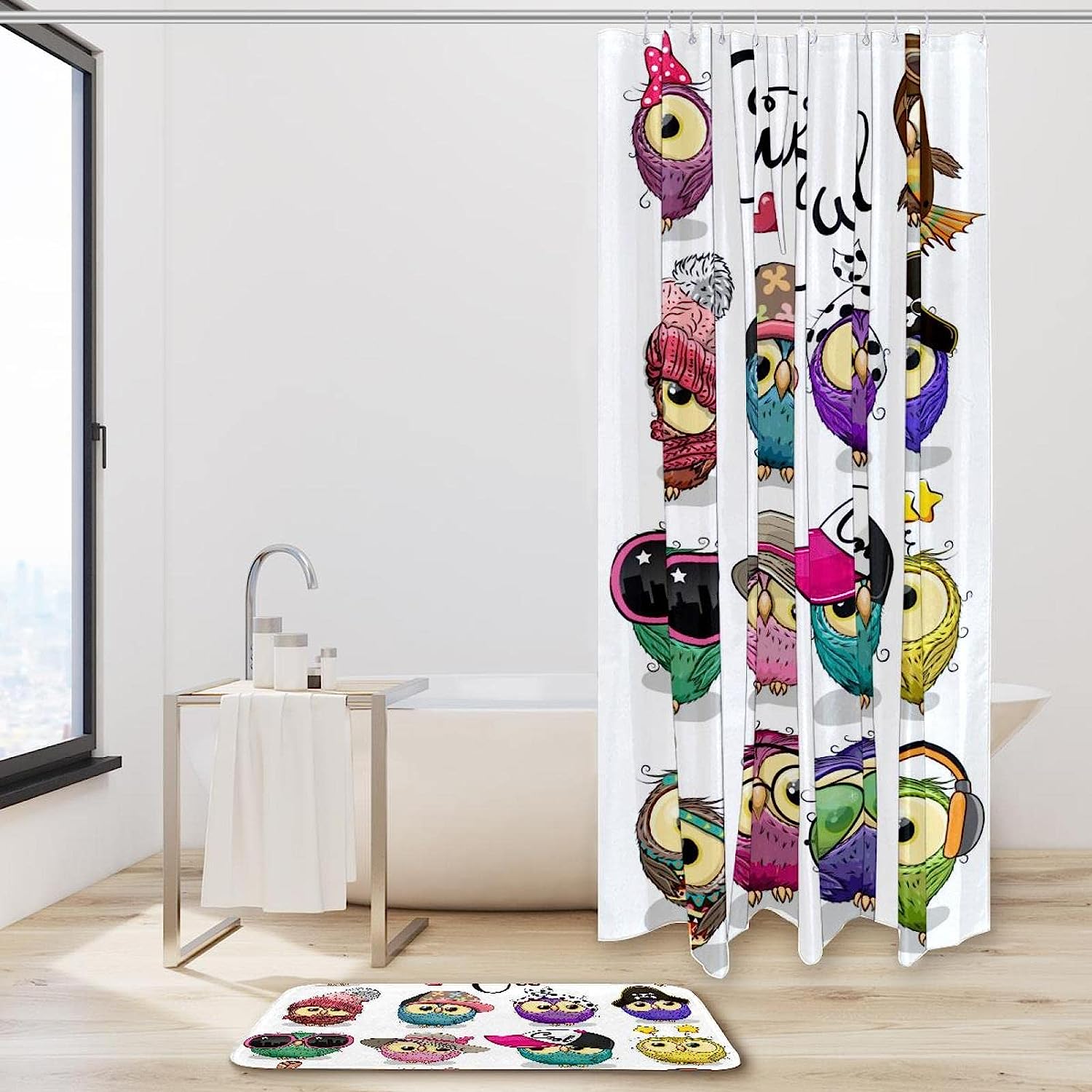 Furry Owl Team Waterproof Shower Curtain For Bathroom
