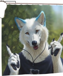 Furry Wolf Art Shower Curtain - Water-resistant Fabric Bathroom Decor