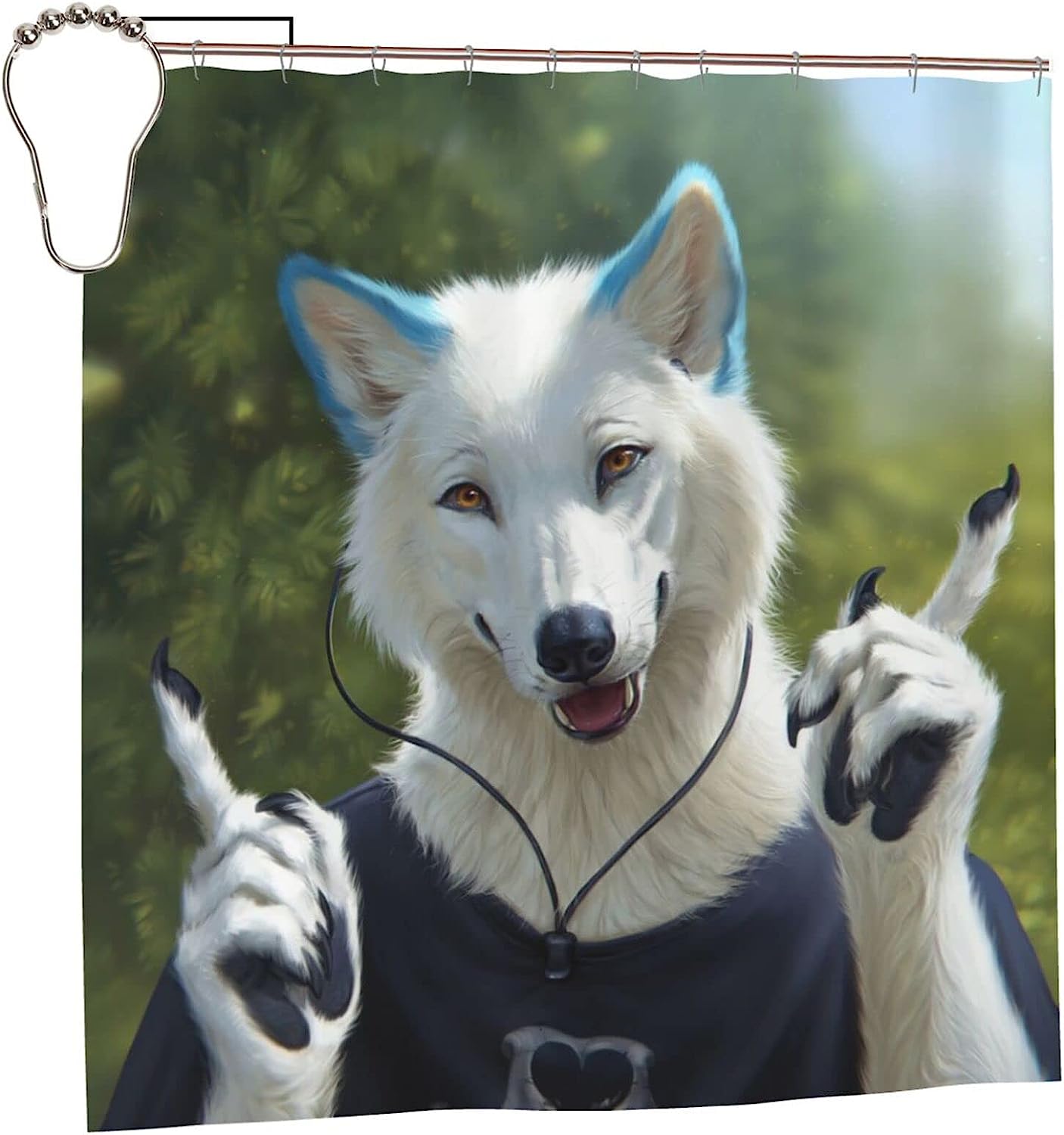 Furry Wolf Art Shower Curtain - Water-resistant Fabric Bathroom Decor