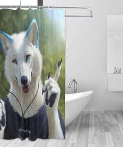 Furry Wolf Art Shower Curtain - Water-resistant Fabric Bathroom Decor