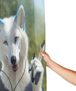 Furry Wolf Art Shower Curtain - Water-resistant Fabric Bathroom Decor