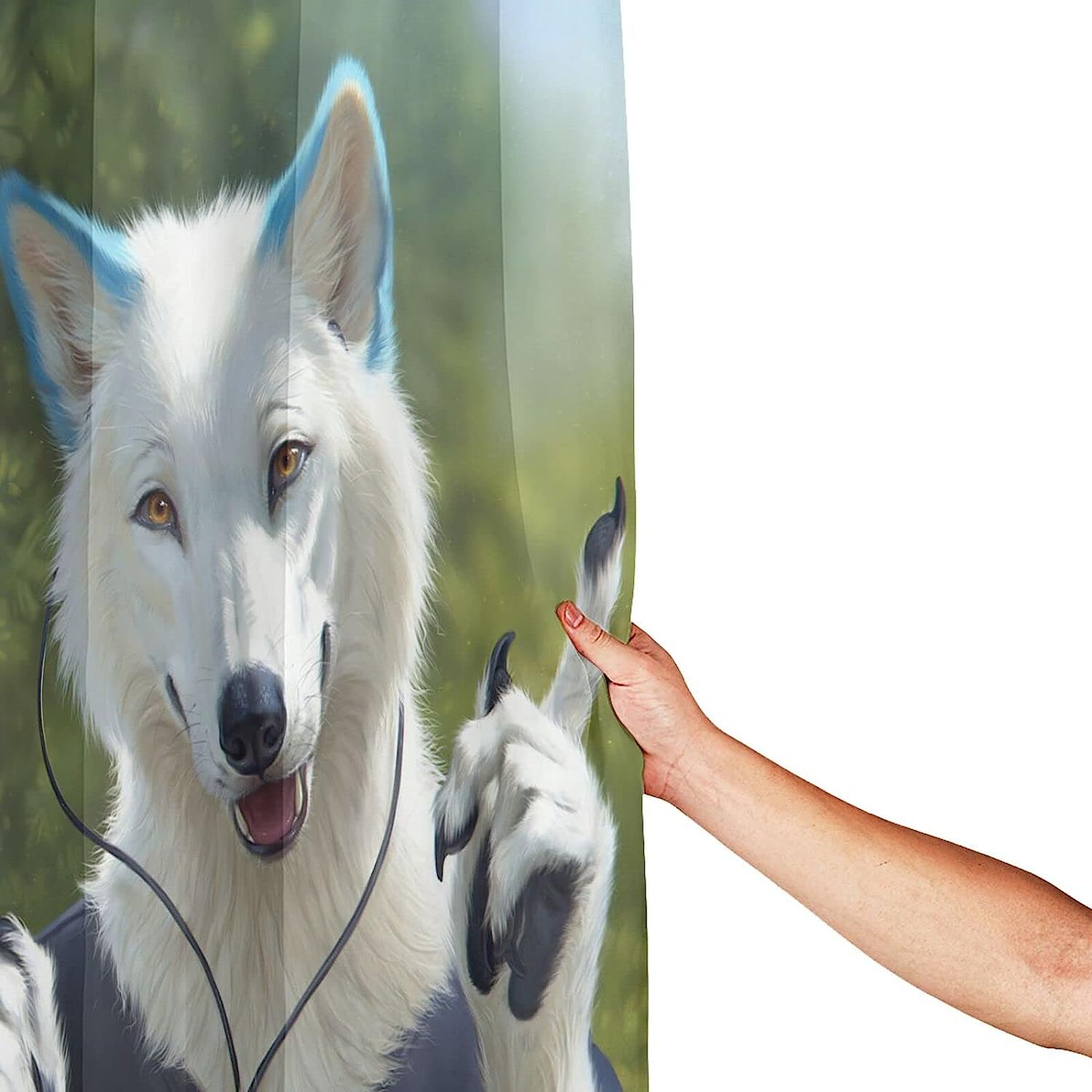 Furry Wolf Art Shower Curtain - Water-resistant Fabric Bathroom Decor