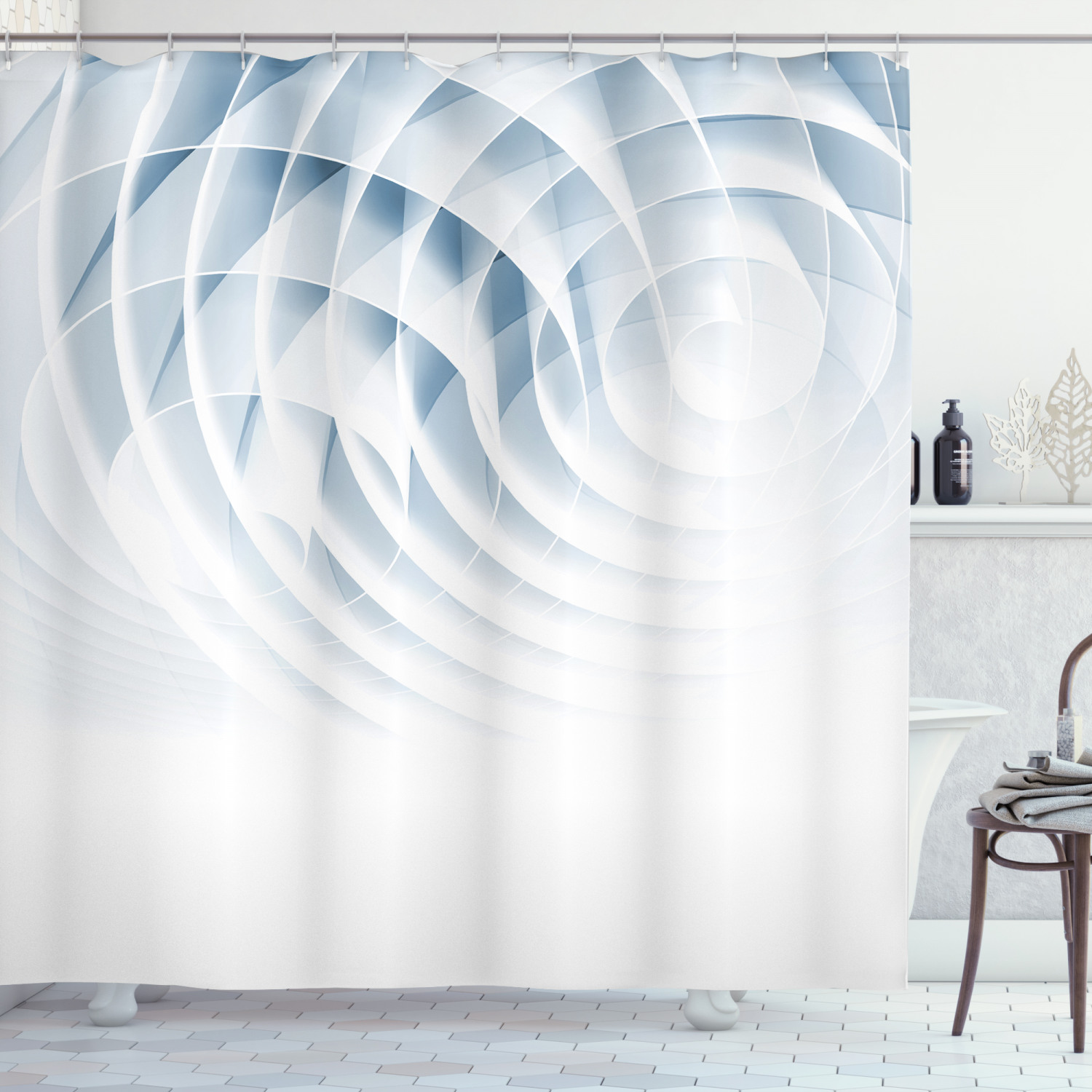 Futuristic Digital Geometric Pattern Shower Curtain For Modern Bathroom Decor