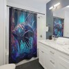 Futuristic Fish Shower Curtain Cyberpunk Underwater Cityscape Metallic Accents