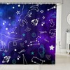Galactic Shower Curtain with Starry Sky and Cartoon Dinosaurs Design, Perfect for Kids and Teens Bathroom Decor