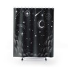 Galaxy Black Gothic Goth Moon Shower Curtain with Starry Night Theme 
