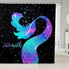 Galaxy Blue Purple Mermaid Tail Print Shower Curtain for Kids Boys Girls Room Decor