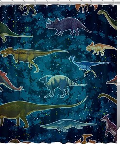 Galaxy Shower Curtain Alien Planet With Earth Moon Fantasy For Bathroom