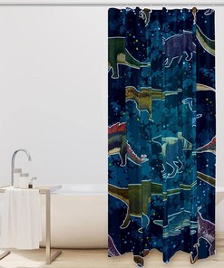 Galaxy Shower Curtain Alien Planet With Earth Moon Fantasy For Bathroom