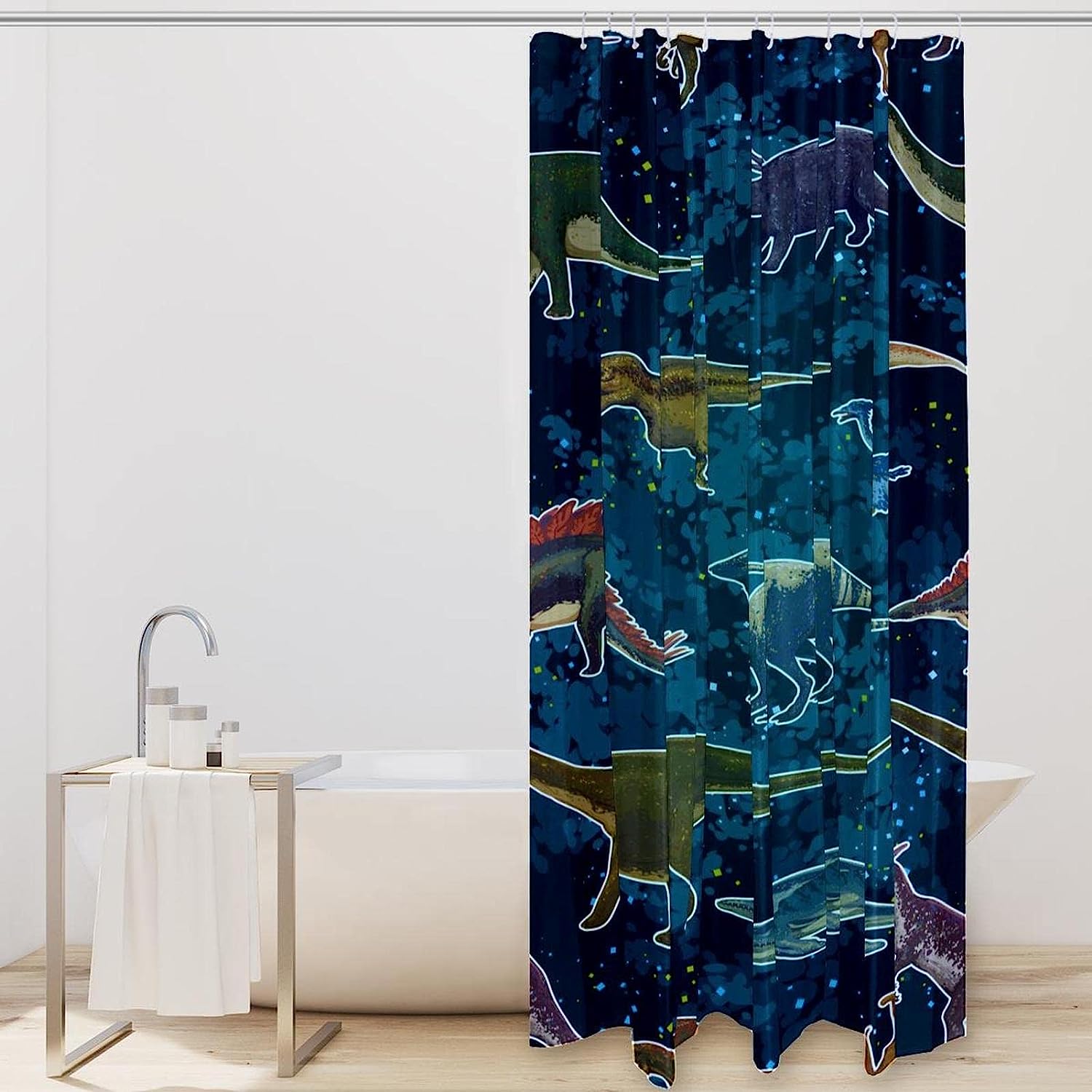 Galaxy Shower Curtain Alien Planet With Earth Moon Fantasy For Bathroom