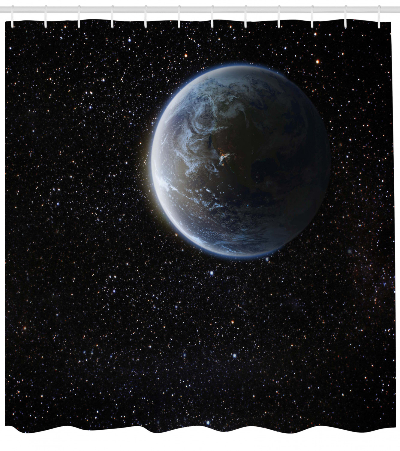 Galaxy Shower Curtain Moons Universe Earth Print For Bathroom