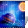 Galaxy Starry Sky Bright Planets Sun Shower Curtain Waterproof Washable Fabric For Bathroom