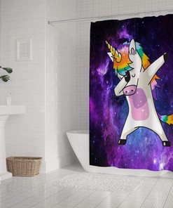Galaxy Unicorn Dab Shower Curtain for Bathroom Decor, Playful Design 