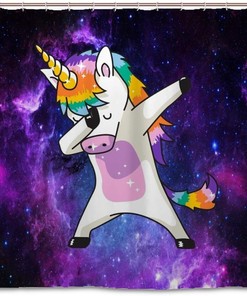 Galaxy Unicorn Dab Shower Curtain for Bathroom Decor, Playful Design