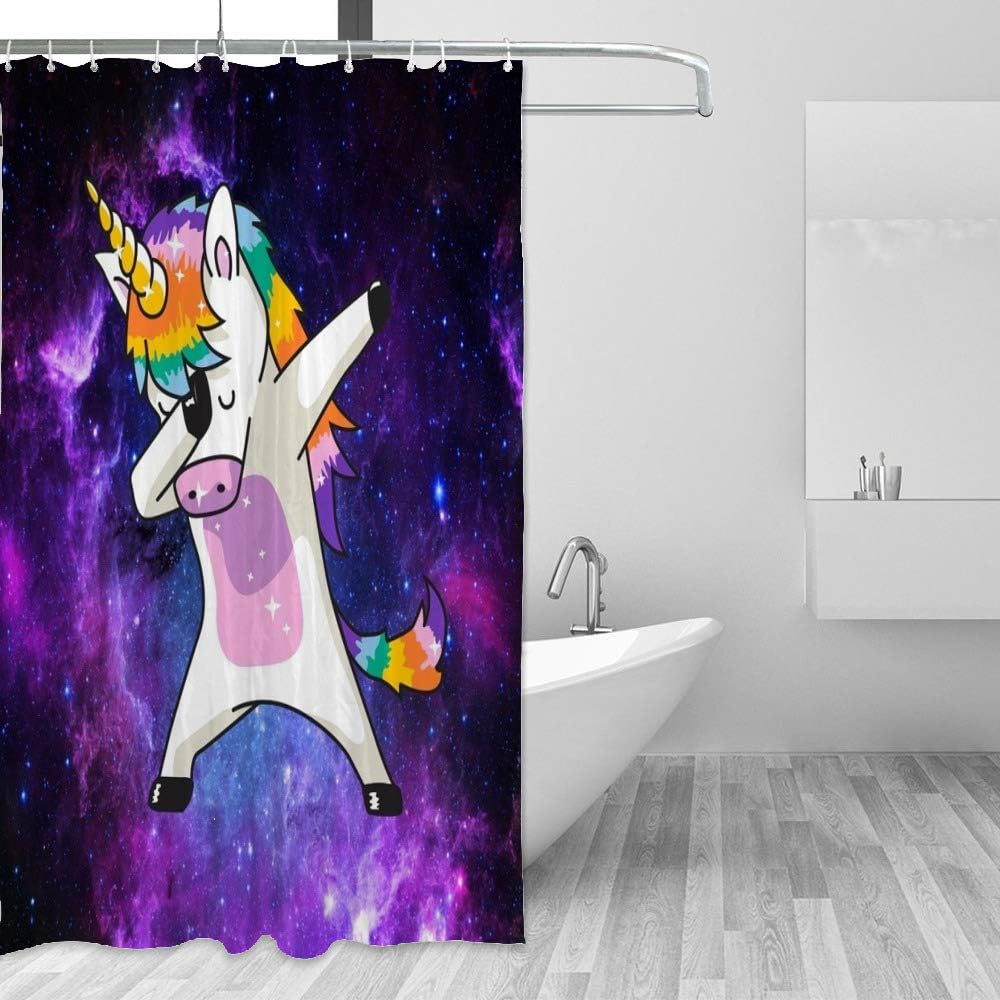 Galaxy Unicorn Dab Shower Curtain for Bathroom Decor, Playful Design