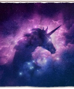Galaxy Unicorn Nebula Decorative Shower Curtain, Waterproof Fabric