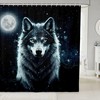 Galaxy Wolf Starry Sky Moon Shower Curtain for Kid Boys Teen Room Decor