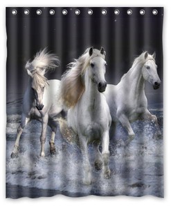 Galloping Horses Personalized Shower Curtain, Waterproof Curtain with Custom Quote, Great Gift Idea