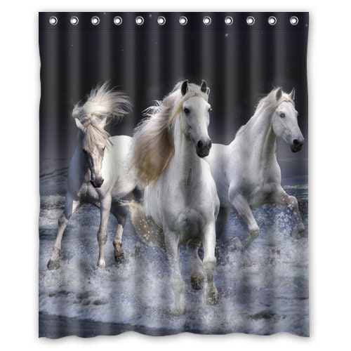 Galloping Horses Personalized Shower Curtain, Waterproof Curtain with Custom Quote, Great Gift Idea