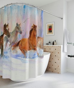 Galloping Horses Shower Curtain - Stunning Bathroom Accessory 