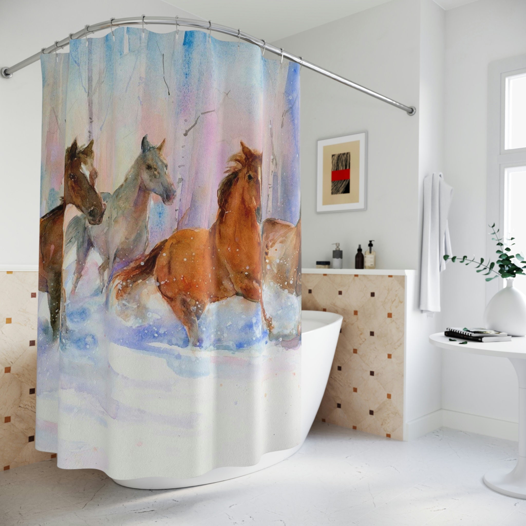 Galloping Horses Shower Curtain - Stunning Bathroom Accessory
