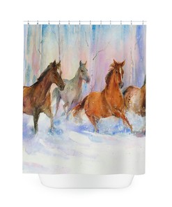 Galloping Horses Shower Curtain - Stunning Bathroom Accessory
