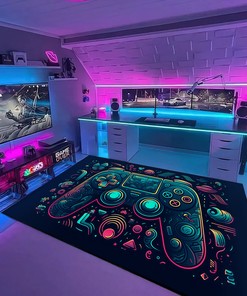 Game Controller Area Rug for Boys Room - Custom Large Game Rug for Game Room T12