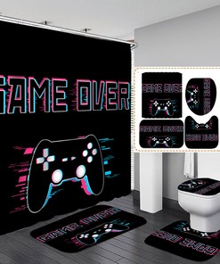 Game Controller Bathroom Shower Curtain for Video Game Lovers 