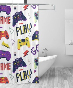 Game Controller Player Waterproof Fabric Shower Curtain - Bathroom Decor by WELLDAY