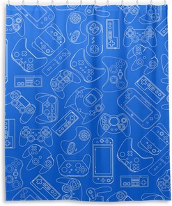 Game Handles Shower Curtain - Waterproof Bath Accessory by WELLDAY with Shower Curtain Ideas
