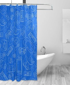 Game Handles Shower Curtain - Waterproof Bath Accessory by WELLDAY with Shower Curtain Ideas