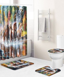 Game Over Shower Curtain Waterproof Fabric Bathroom Curtain