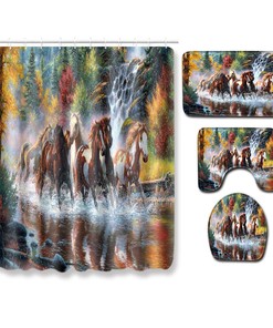 Game Over Shower Curtain Waterproof Fabric Bathroom Curtain