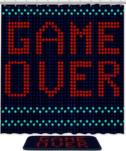 Game Over, Waterproof Shower Curtain For Bathroom