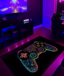 Game Room Carpet - Gamer Rug for Bedroom - Customizable Game Controller Design - Perfect Gift for Kids who Love Gaming