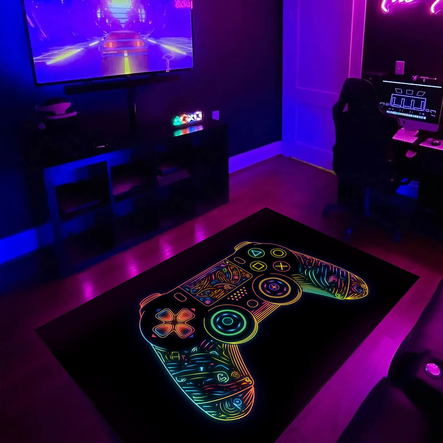 Game Room Carpet - Gamer Rug for Bedroom - Customizable Game Controller Design - Perfect Gift for Kids who Love Gaming