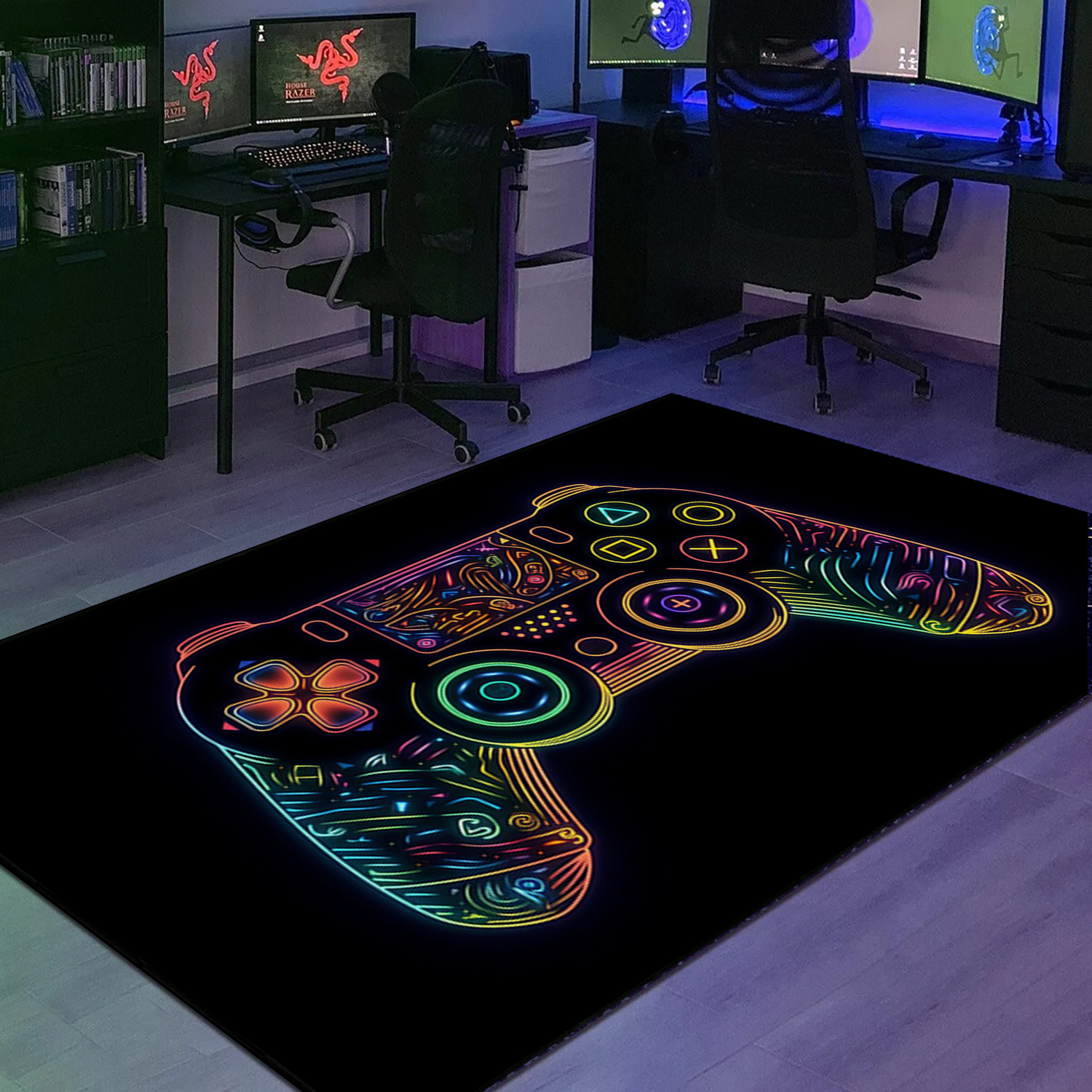 Game Room Carpet - Gamer Rug for Bedroom - Customizable Game Controller Design - Perfect Gift for Kids who Love Gaming - Image 2
