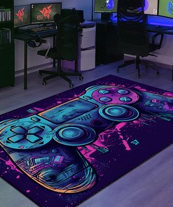Game Room Rug - Gamer Rug for Bedroom - Customizable Game Controller Design for Living Room and Bedroom Decor