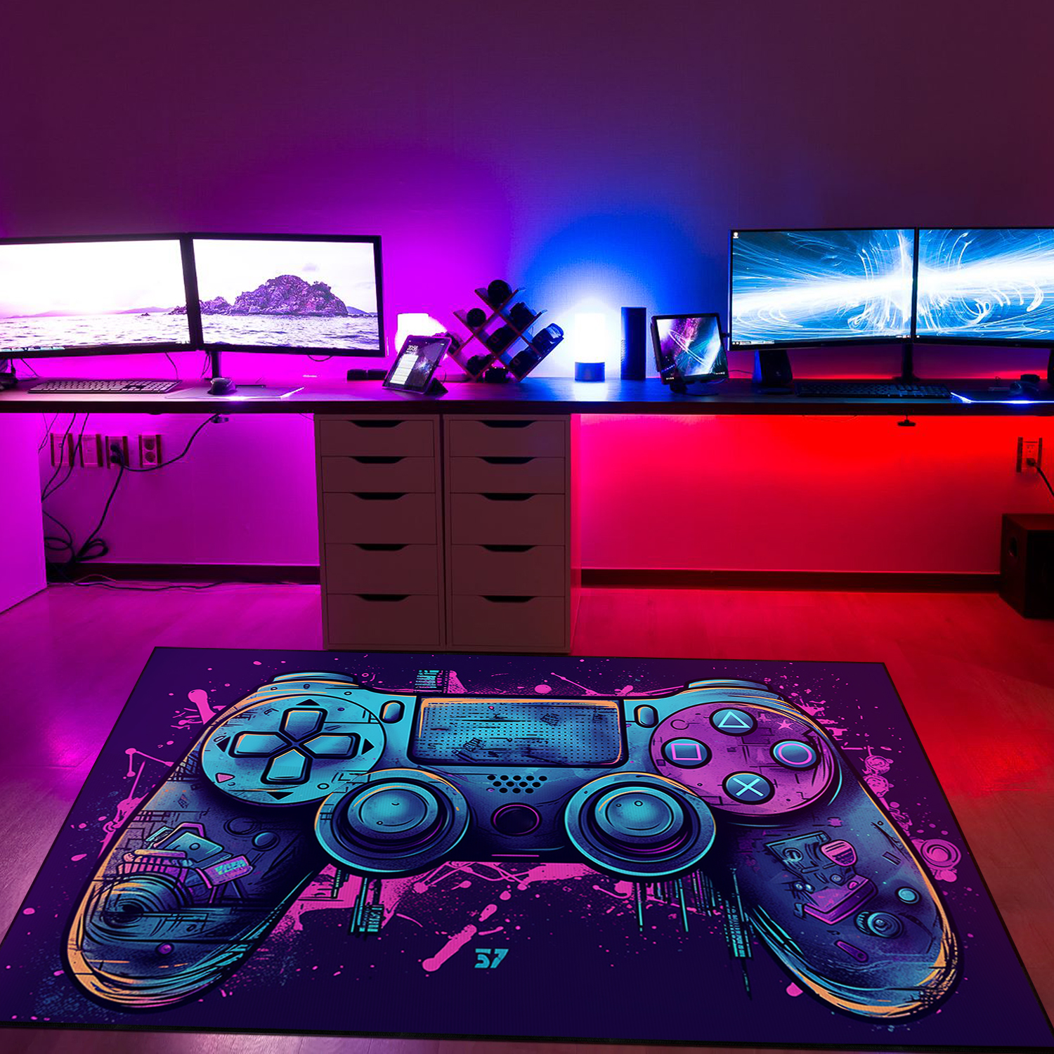 Game Room Rug - Gamer Rug for Bedroom - Customizable Game Controller Design for Living Room and Bedroom Decor - Image 2