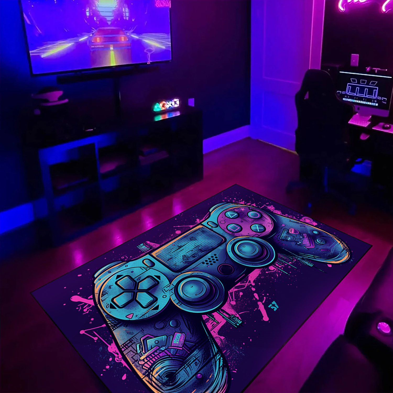 Game Room Rug - Gamer Rug for Bedroom - Customizable Game Controller Design for Living Room and Bedroom Decor - Image 3