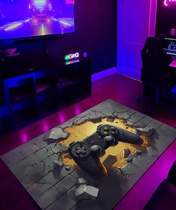 Game Room Themed Area Rug for Boys - Personalized Gift Idea for Kids - 3D Gaming Rug for Bedroom - Add Some Fun to Your Room