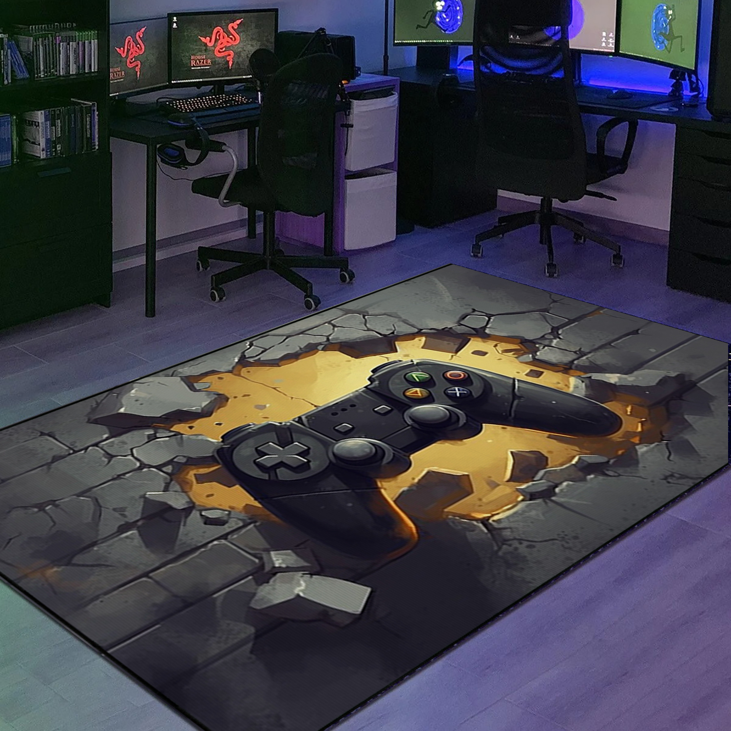 Game Room Themed Area Rug for Boys - Personalized Gift Idea for Kids - 3D Gaming Rug for Bedroom - Add Some Fun to Your Room - Image 2