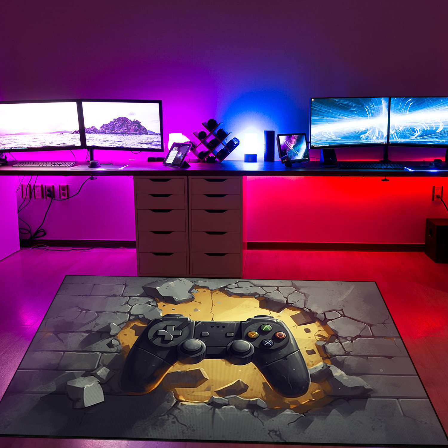Game Room Themed Area Rug for Boys - Personalized Gift Idea for Kids - 3D Gaming Rug for Bedroom - Add Some Fun to Your Room - Image 3