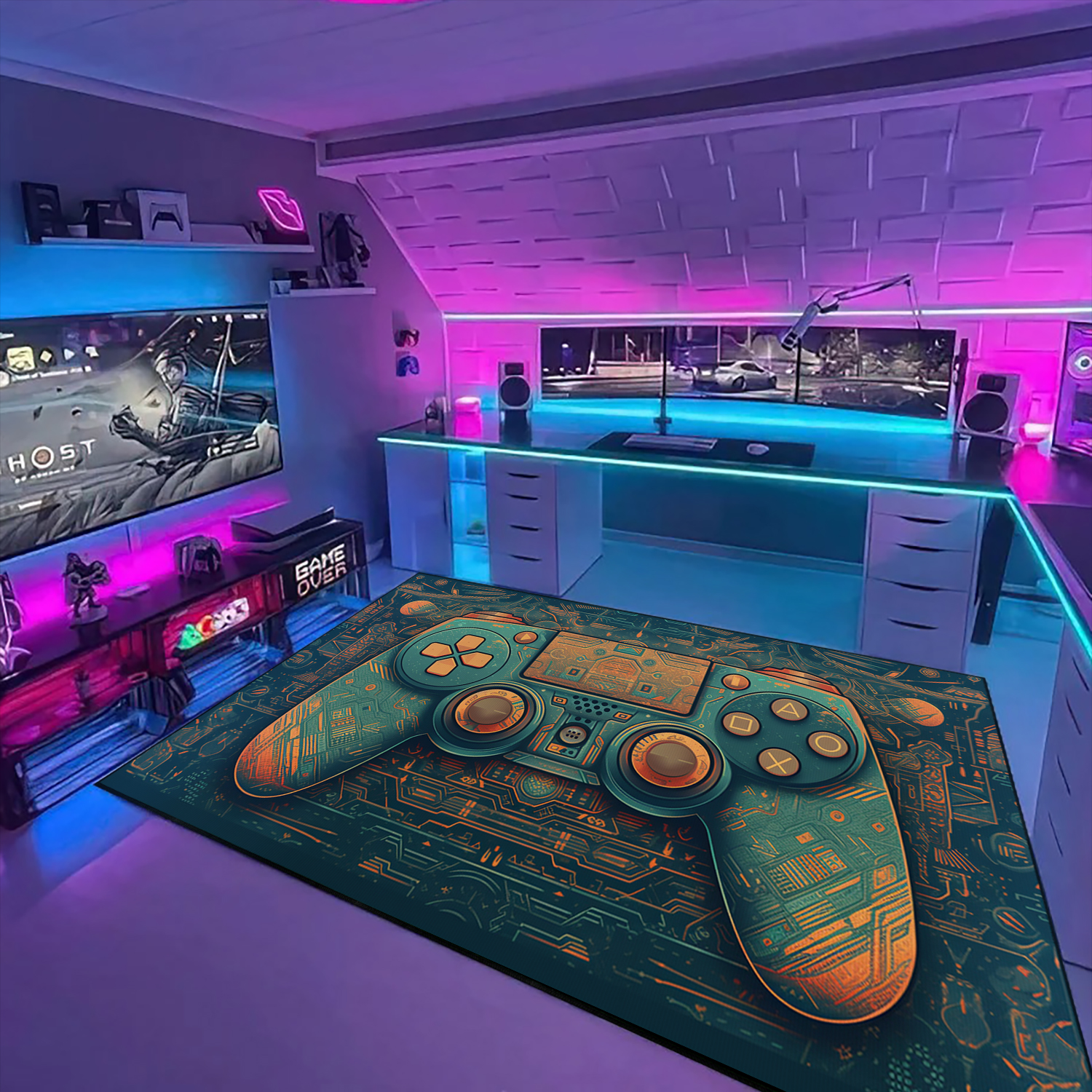Game Room Themed Area Rug for Boys - Personalized with Name or Quotes