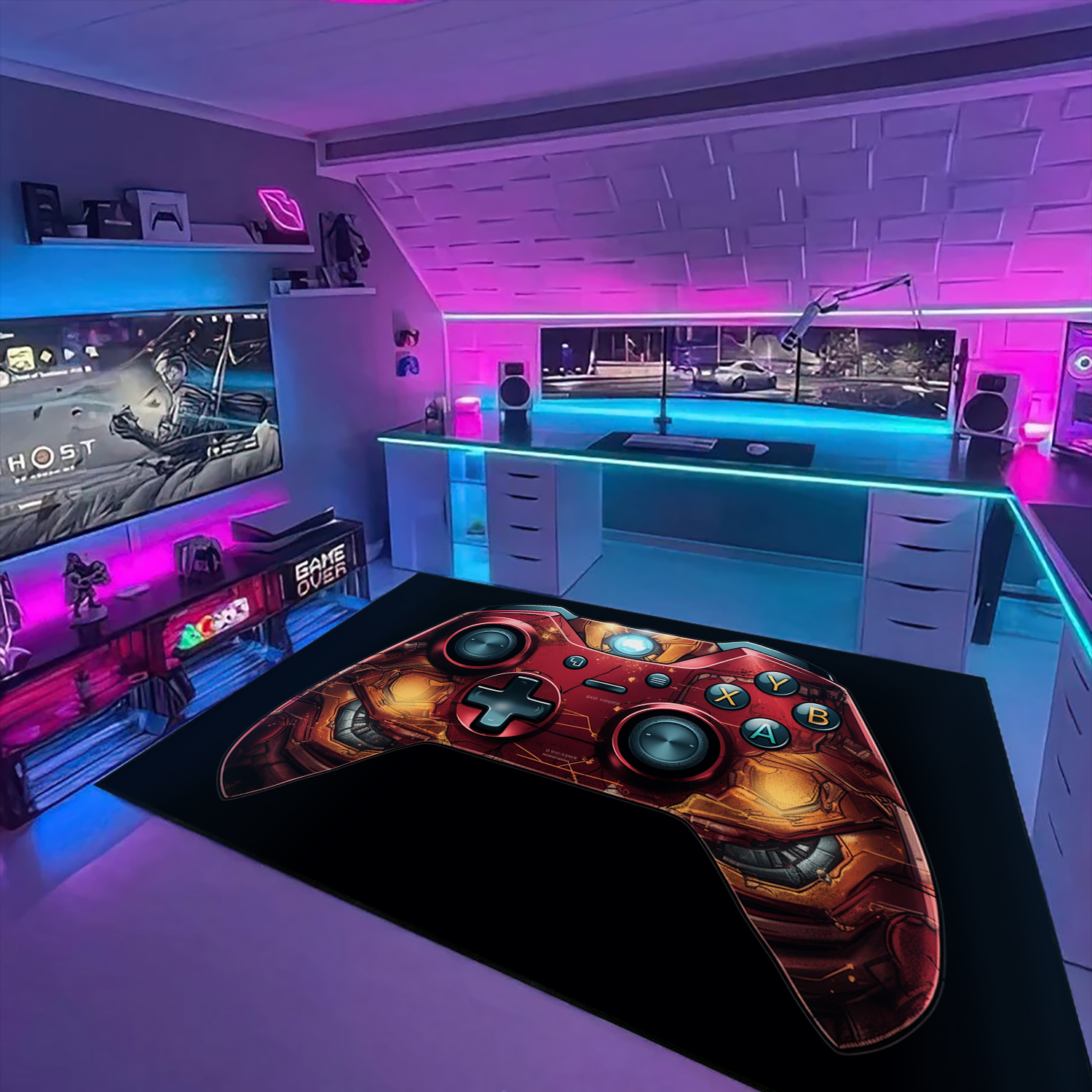 Game Room Themed Area Rug for Kids - Custom Gamer Carpet with Game Room Rugs for Living Room M64 - Image 3