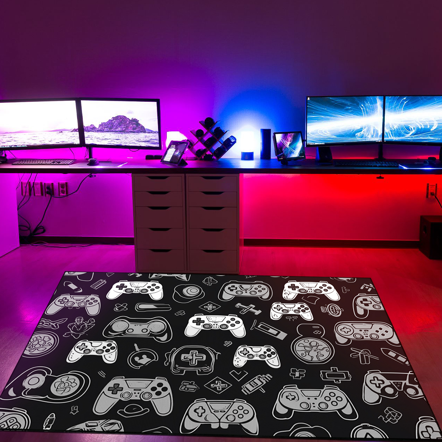 Game Room Themed Area Rug for Kids - Personalizable Gaming Decor for Bedroom - 3D Controller Design